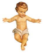 Infant Jesus in White<br>Dolfi Carved Wood Figure